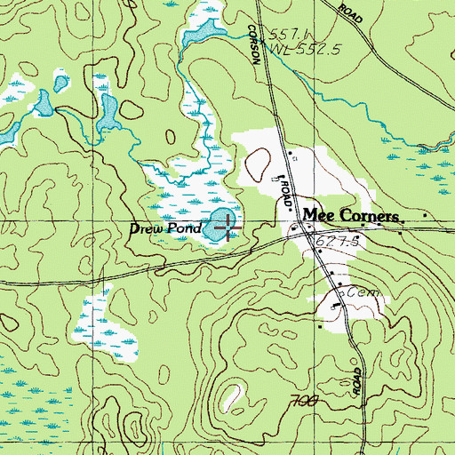 Topographic Map of Drew Pond, ME
