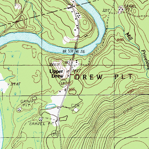 Topographic Map of Drew School, ME