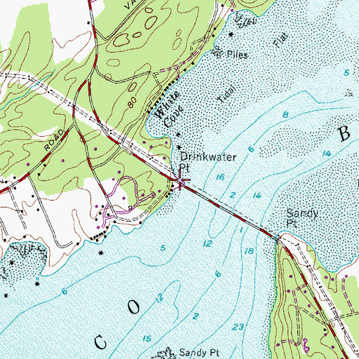 Topographic Map of Drinkwater Point, ME