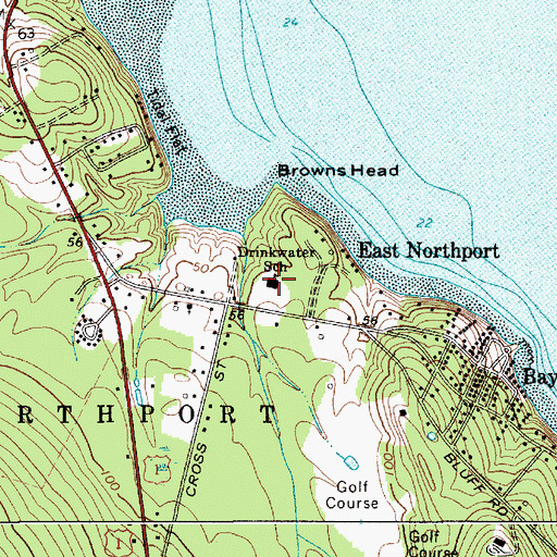 Topographic Map of Edna Drinkwater School, ME