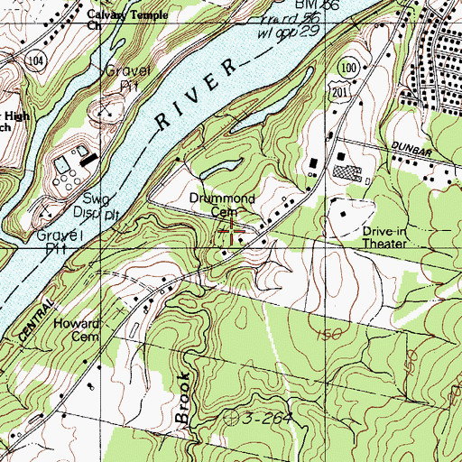 Topographic Map of Drummond Cemetery, ME