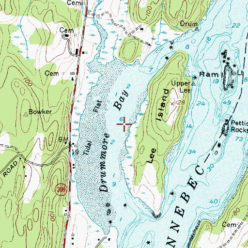 Topographic Map of Drummore Bay, ME