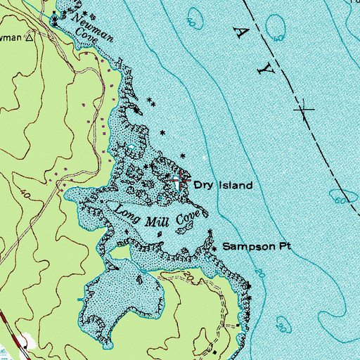 Topographic Map of Dry Island, ME