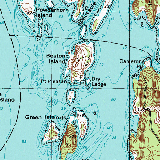 Topographic Map of Dry Ledge, ME