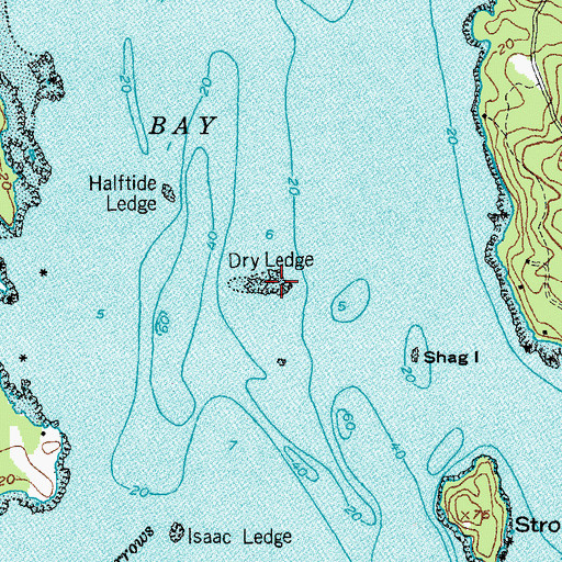 Topographic Map of Dry Ledge, ME
