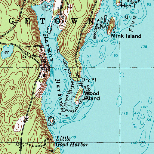 Topographic Map of Dry Point, ME