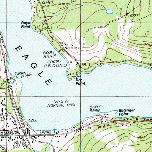 Topographic Map of Dry Point, ME