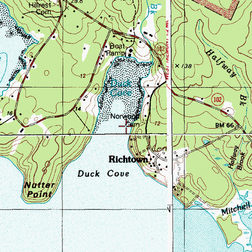 Topographic Map of Duck Cove, ME