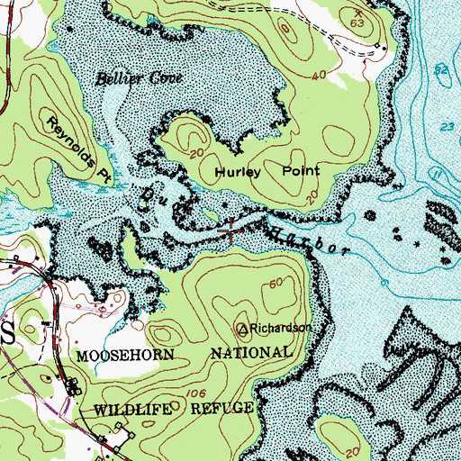Topographic Map of Duck Harbor, ME