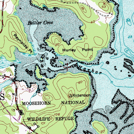 Topographic Map of Duck Harbor, ME