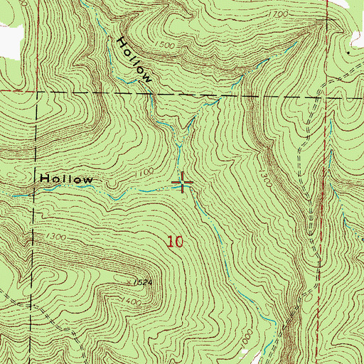 Topographic Map of Woods Hollow, AR