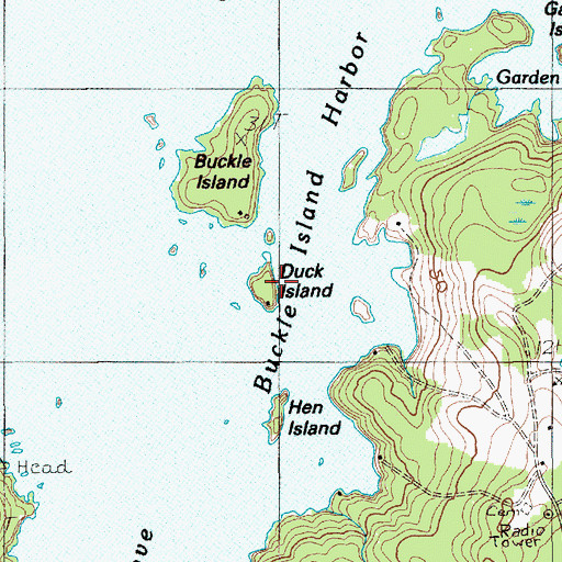 Topographic Map of Duck Island, ME