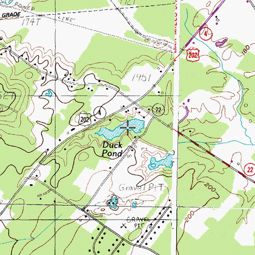 Topographic Map of Duck Pond, ME