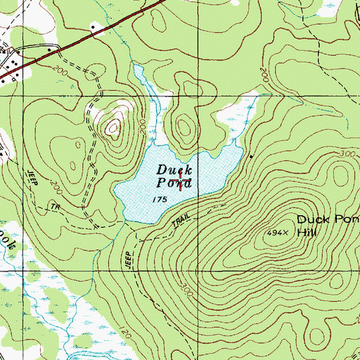 Topographic Map of Duck Pond, ME