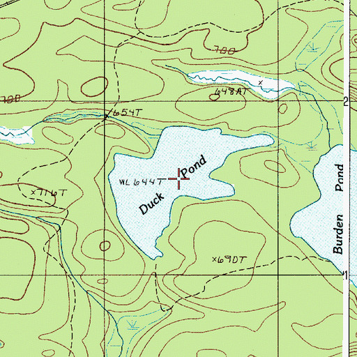 Topographic Map of Duck Pond, ME