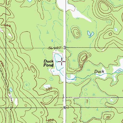 Topographic Map of Duck Pond, ME