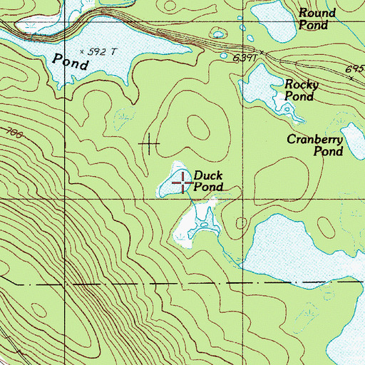 Topographic Map of Duck Pond, ME