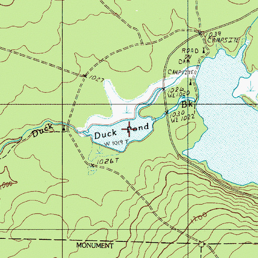 Topographic Map of Duck Pond, ME