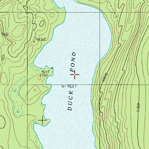Topographic Map of Duck Pond, ME