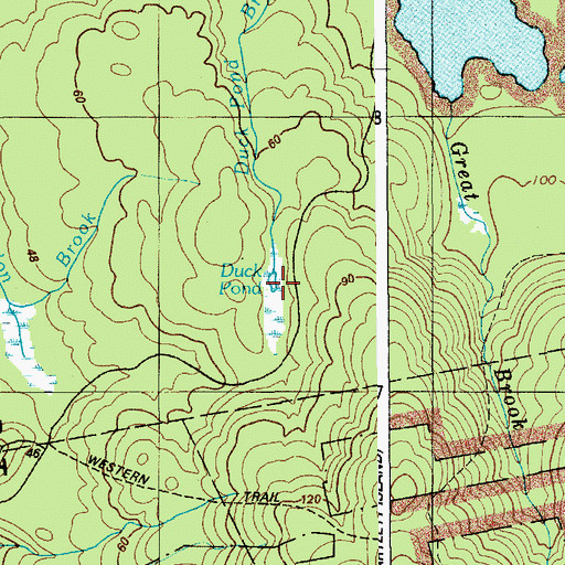 Topographic Map of Duck Pond, ME