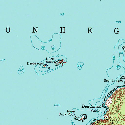 Topographic Map of Duck Rocks, ME