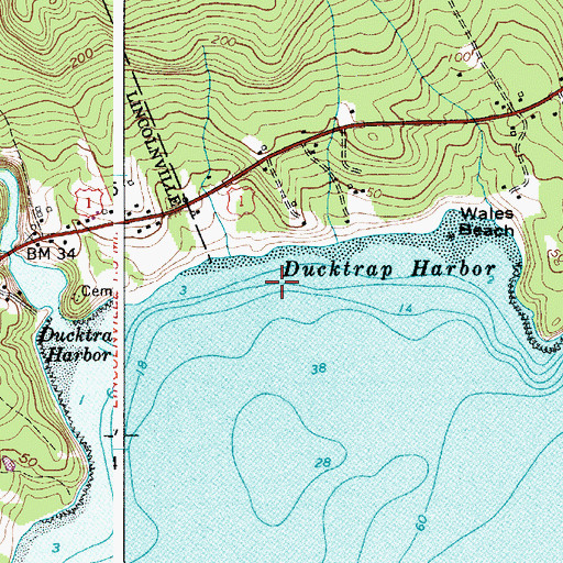 Topographic Map of Ducktrap Harbor, ME