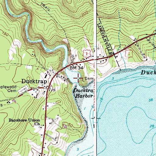 Topographic Map of Ducktrap River, ME