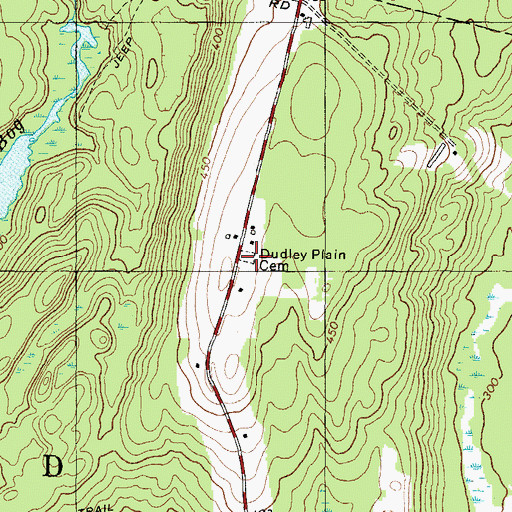 Topographic Map of Dudley Plain Cemetery, ME