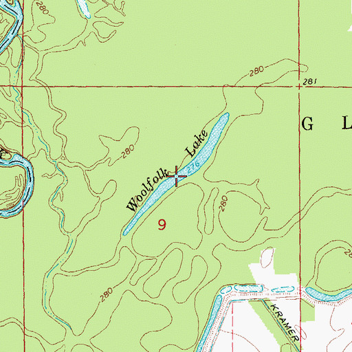 Topographic Map of Woolfolk Lake, AR