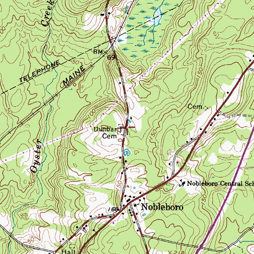 Topographic Map of Dunbar Cemetery, ME