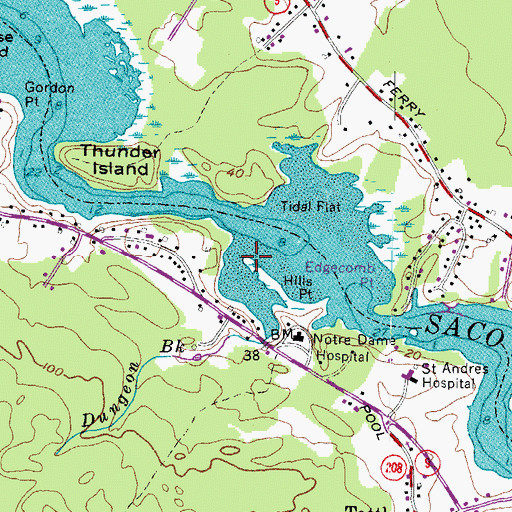 Topographic Map of Dungeon Brook, ME