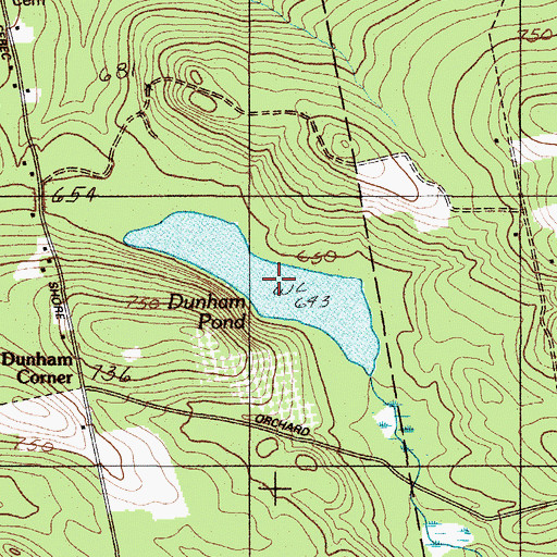 Topographic Map of Dunham Pond, ME