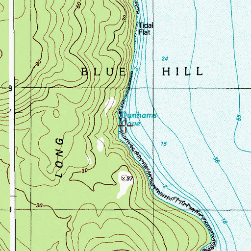 Topographic Map of Dunhams Cove, ME