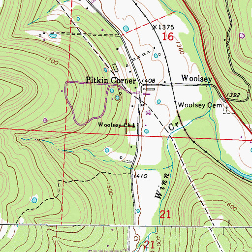 Topographic Map of Woolsey Church, AR