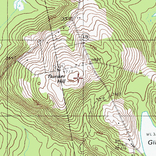 Topographic Map of Dunker Hill, ME
