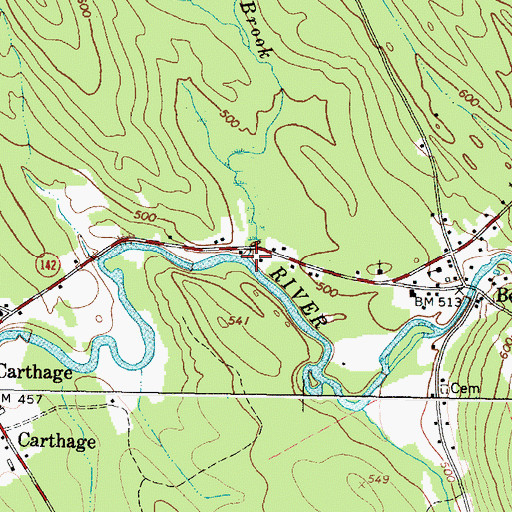 Topographic Map of Dunning Brook, ME