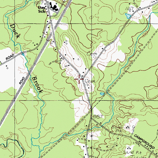 Topographic Map of Durell School, ME
