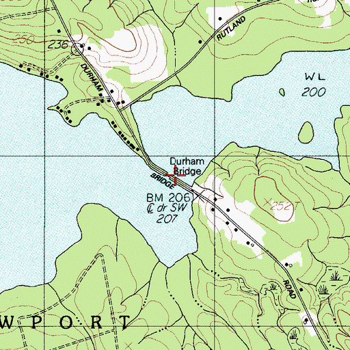 Topographic Map of Durham Bridge, ME