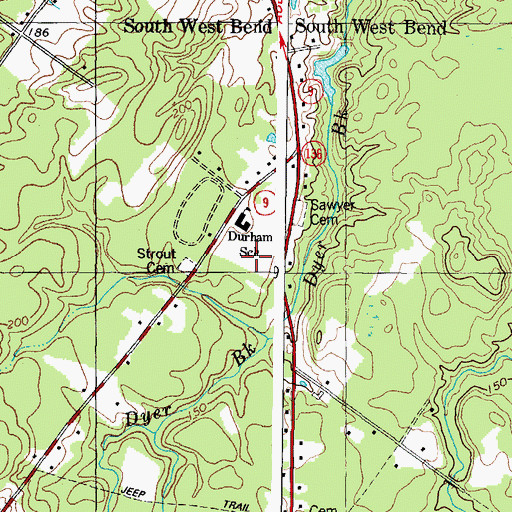 Topographic Map of Durham Community School, ME