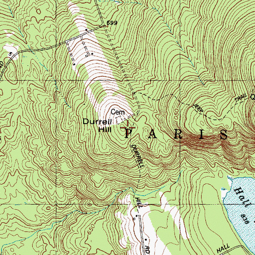 Topographic Map of Durrell Hill, ME