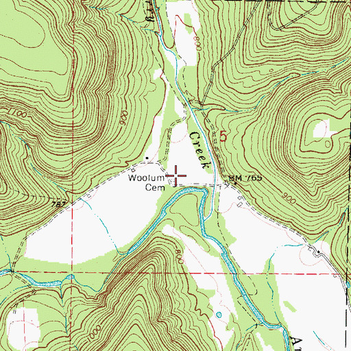 Topographic Map of Woolum Cemetery, AR