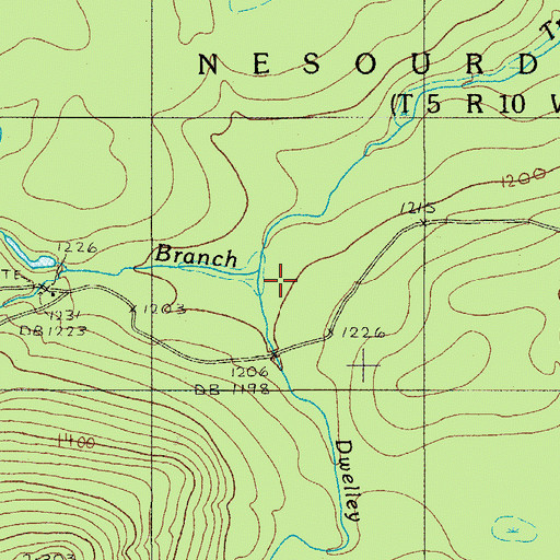 Topographic Map of Dwelley Brook, ME