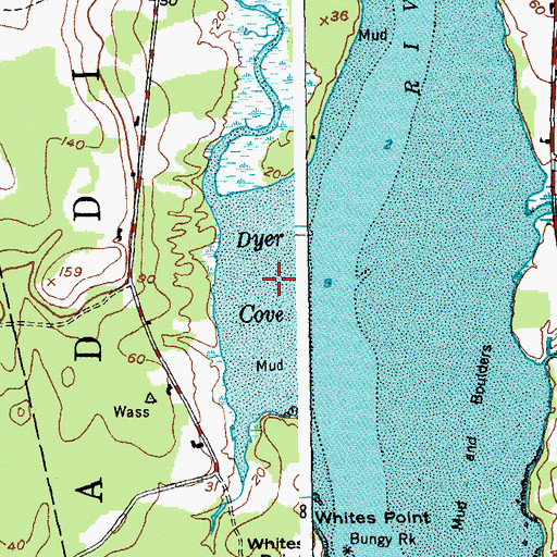 Topographic Map of Dyer Cove, ME