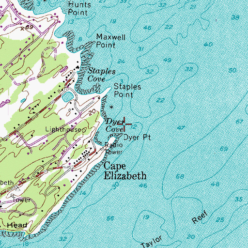Topographic Map of Dyer Cove, ME