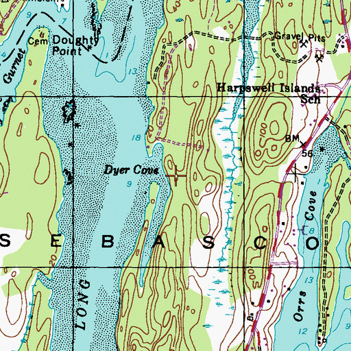 Topographic Map of Dyer Cove, ME