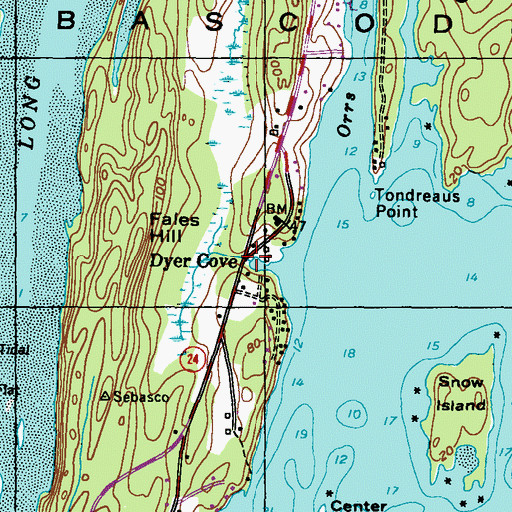 Topographic Map of Dyer Cove, ME