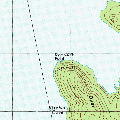 Topographic Map of Dyer Cove Point, ME