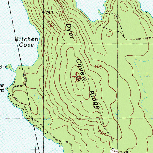 Topographic Map of Dyer Cove Ridge, ME