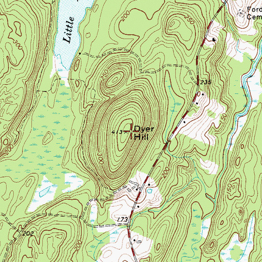Topographic Map of Dyer Hill, ME