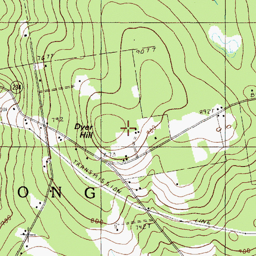 Topographic Map of Dyer Hill, ME